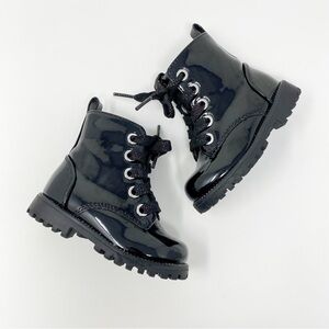 Maggie & Zoe Patent Leather Boots front lace up w/ side zipper